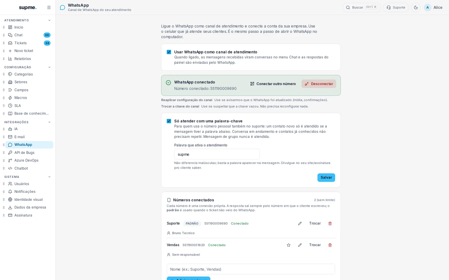 WhatsApp e IA dentro do mesmo ticket
